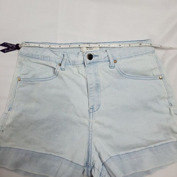 TWO pairs of denim blue jean cuffed stretch shorts 27 - Picture 5 of 12